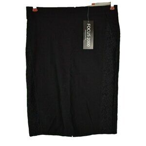 Focus 2000 Womens Size 4 Black Straight Pencil Skirt Black with Lace New
